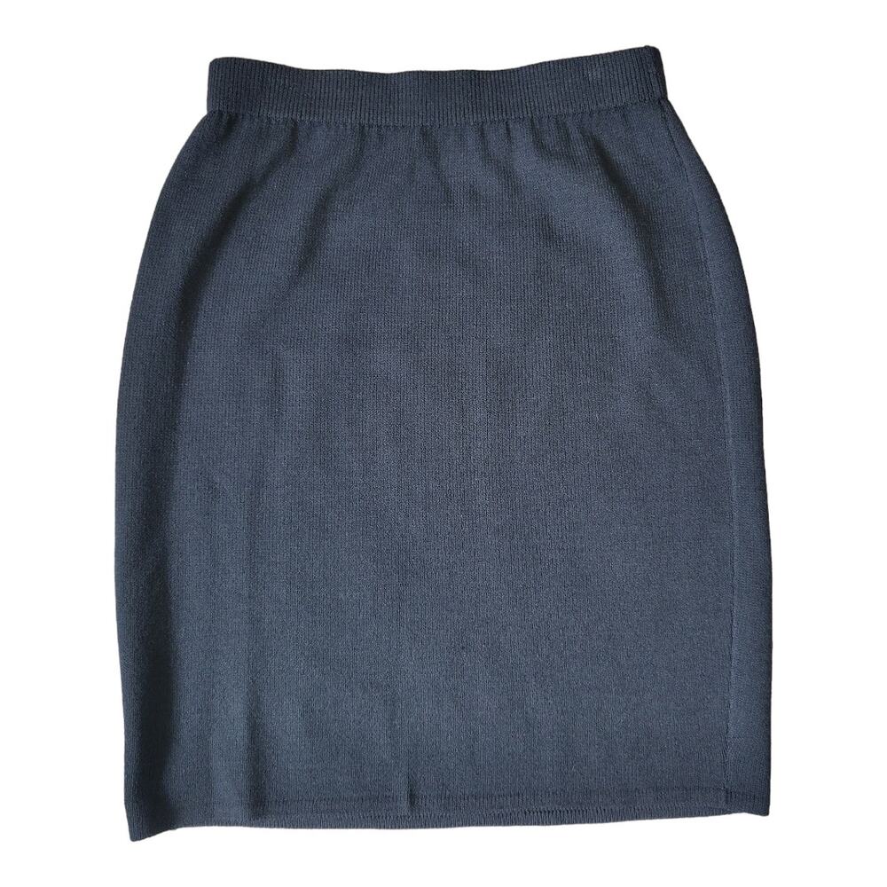 St. John Santana Knit Skirt Black Pencil Elastic Waist Luxury Classic Women 8